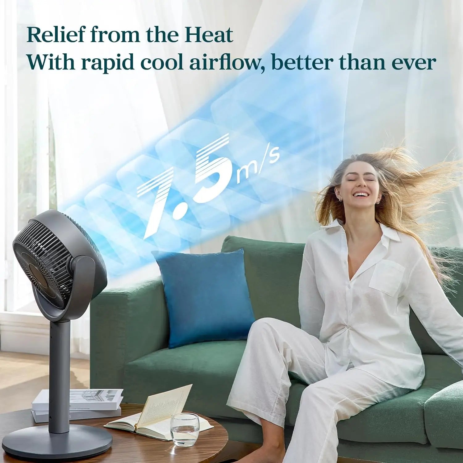 Levoit Corebreeze R432 Smart Standing cooling Fan 1451CFM High Airflow WiFi/Voice Control 12H Timer 120°+90° Oscillating 20dB 12 Speeds Pedestal & Tabletop