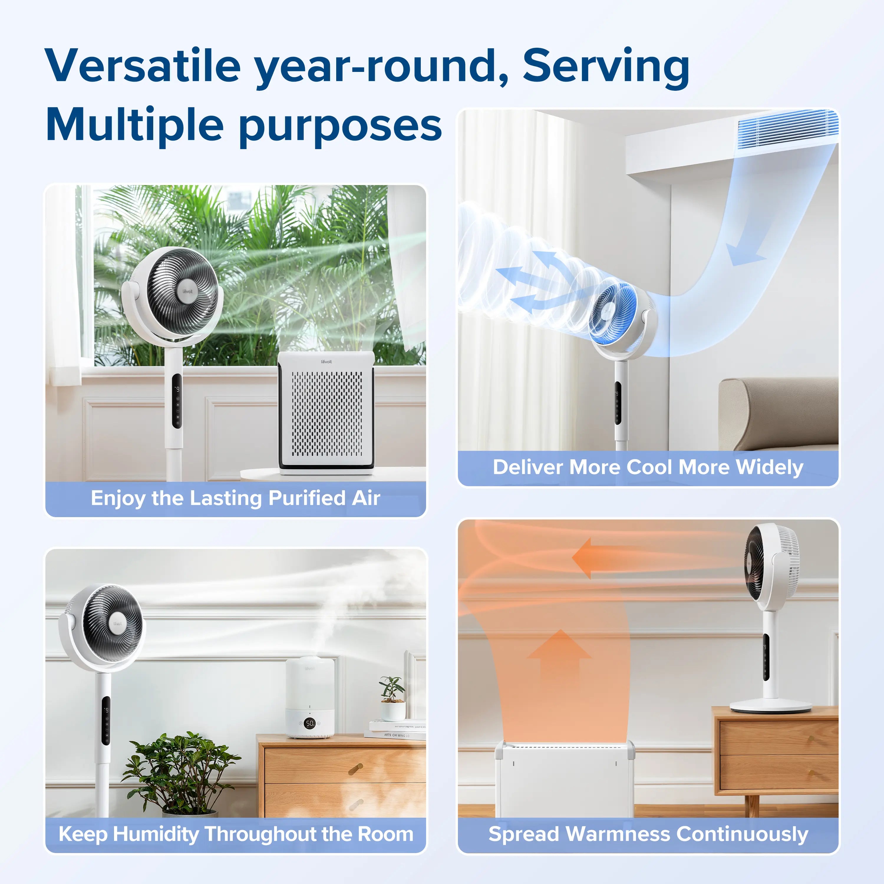 Corebreeze R432 Standing Oscillating Fan for Home, Circulator with Remote, 82ft, 20dB, DC Motor, 9 Speeds, Sensor, Timer, Pedestal & Tabletop mode